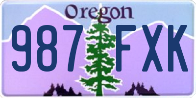 OR license plate 987FXK