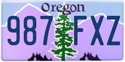 OR license plate 987FXZ