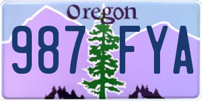 OR license plate 987FYA
