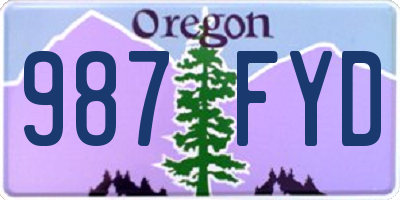 OR license plate 987FYD