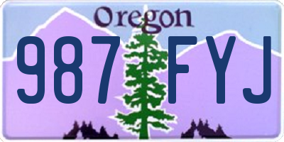 OR license plate 987FYJ