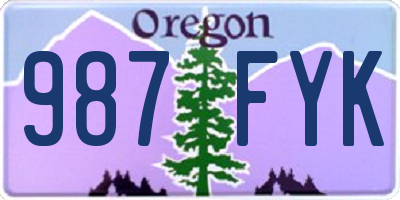 OR license plate 987FYK