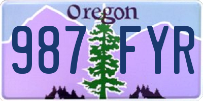 OR license plate 987FYR