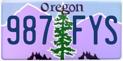 OR license plate 987FYS