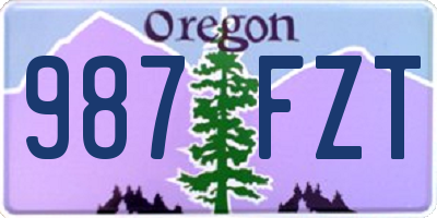 OR license plate 987FZT