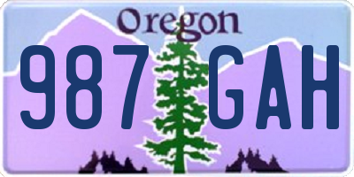 OR license plate 987GAH