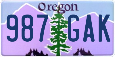 OR license plate 987GAK