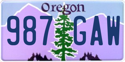 OR license plate 987GAW