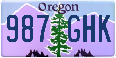 OR license plate 987GHK