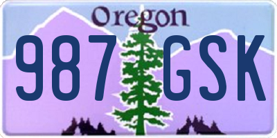 OR license plate 987GSK