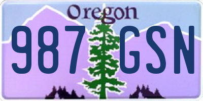 OR license plate 987GSN