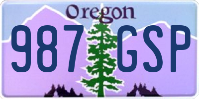 OR license plate 987GSP