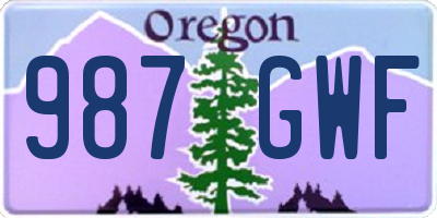 OR license plate 987GWF