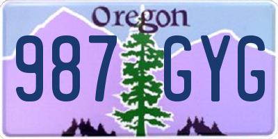 OR license plate 987GYG