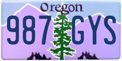 OR license plate 987GYS