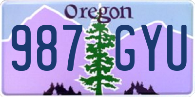OR license plate 987GYU