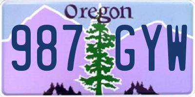 OR license plate 987GYW