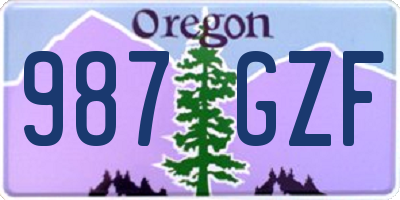 OR license plate 987GZF