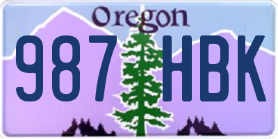 OR license plate 987HBK