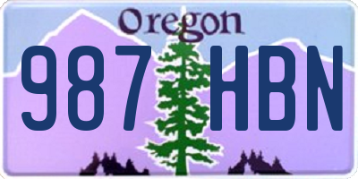OR license plate 987HBN