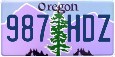 OR license plate 987HDZ