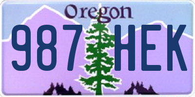 OR license plate 987HEK