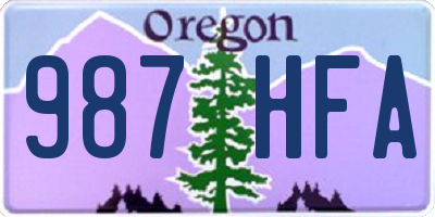 OR license plate 987HFA
