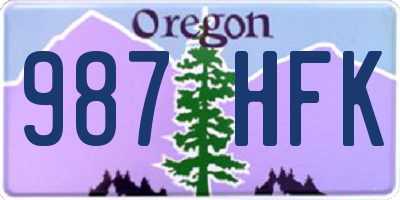 OR license plate 987HFK