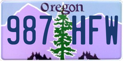 OR license plate 987HFW