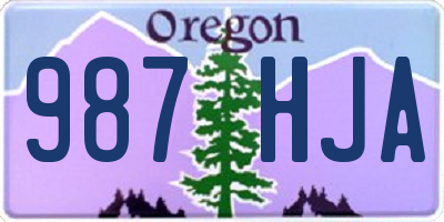 OR license plate 987HJA