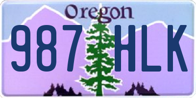 OR license plate 987HLK