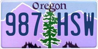 OR license plate 987HSW