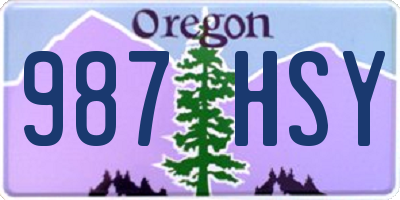 OR license plate 987HSY