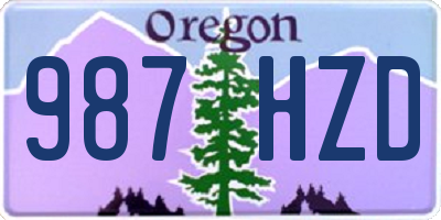 OR license plate 987HZD