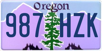 OR license plate 987HZK