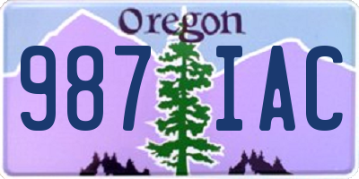 OR license plate 987IAC