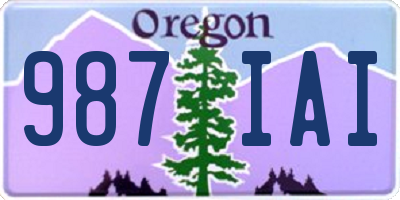 OR license plate 987IAI