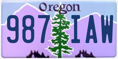OR license plate 987IAW