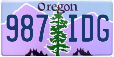 OR license plate 987IDG
