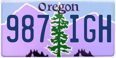 OR license plate 987IGH