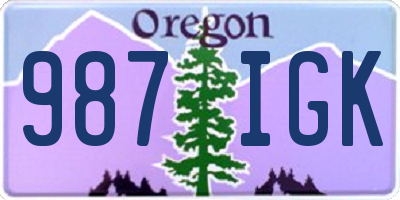 OR license plate 987IGK