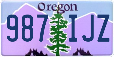 OR license plate 987IJZ