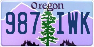 OR license plate 987IWK