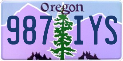 OR license plate 987IYS