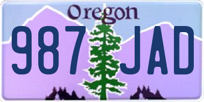 OR license plate 987JAD