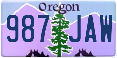 OR license plate 987JAW