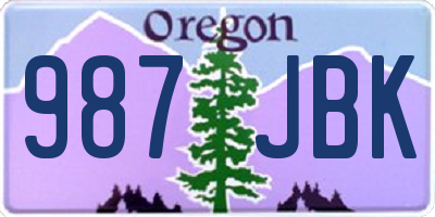 OR license plate 987JBK