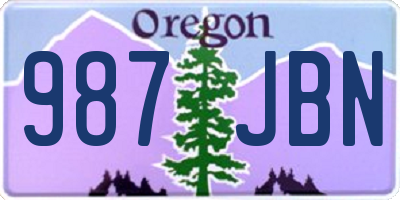 OR license plate 987JBN