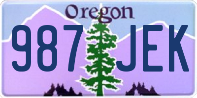 OR license plate 987JEK