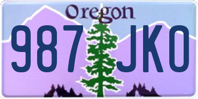 OR license plate 987JKO